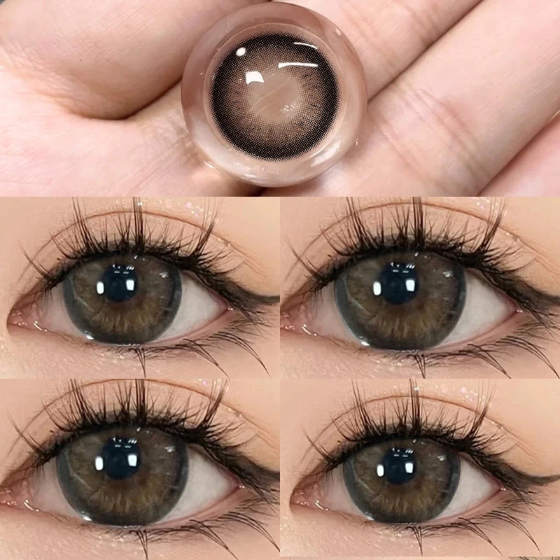 YIMEIXI 2pcs Myopia Color Contact Lenses for Eyes with Myopia Black Large Diameter Lens Circular Lens Beauty Pupil Fast Shipping