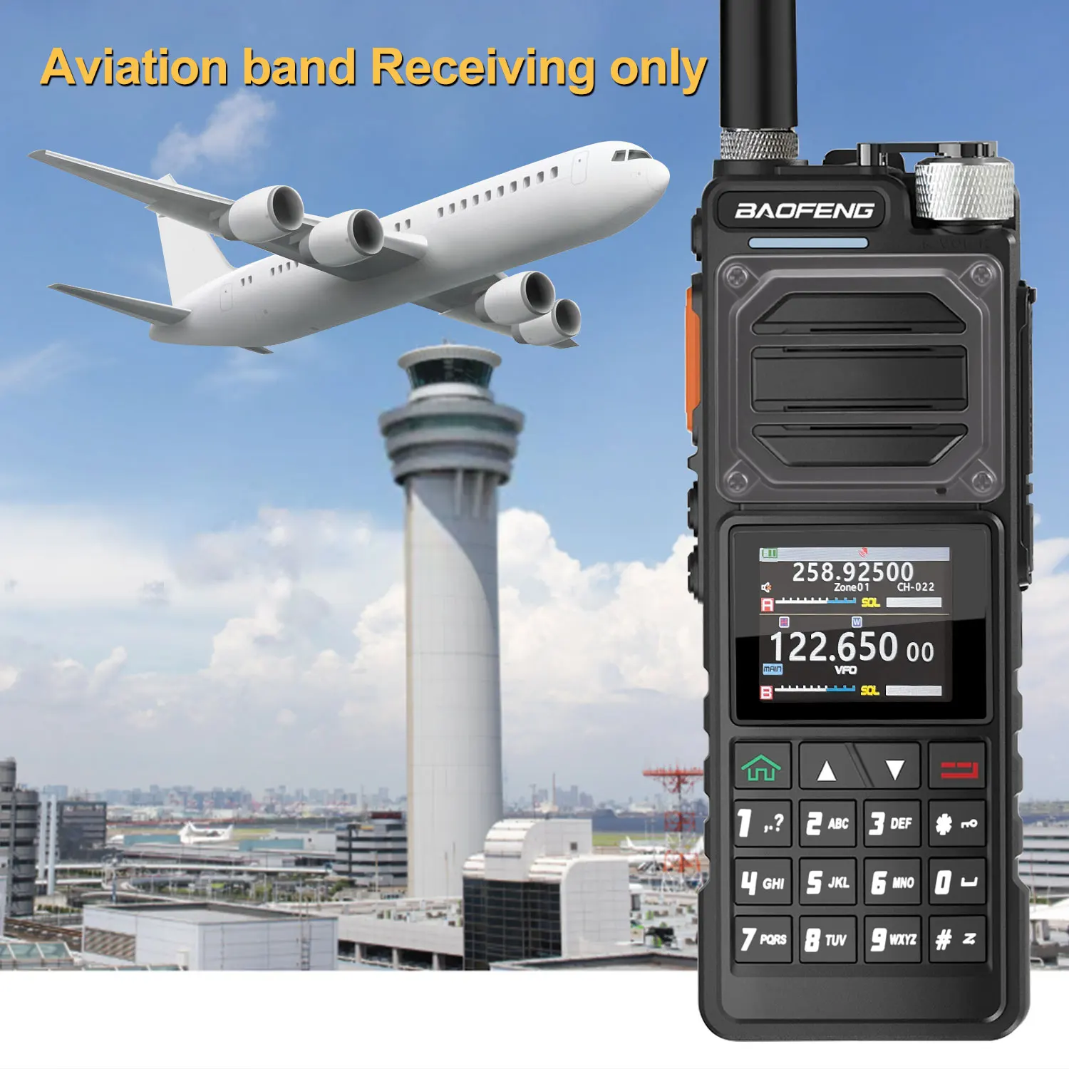 Baofeng UV-25PRO GPS Walkie Talkie 10W 1000Ch banda aérea multibanda FM Vox Radio bidireccional con batería recargable USB-C de 5200mAh