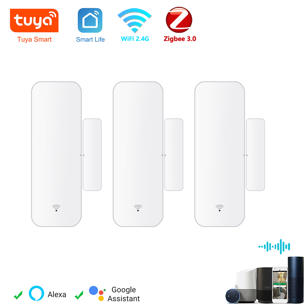 Tuya WiFi Zigbee เซ็นเซอร์ประตู Contact Sensor เปิดปิดเครื่องตรวจจับ Smart Home Alarm Security Protection ทํางานร่วมกับ Aleax Smart Life