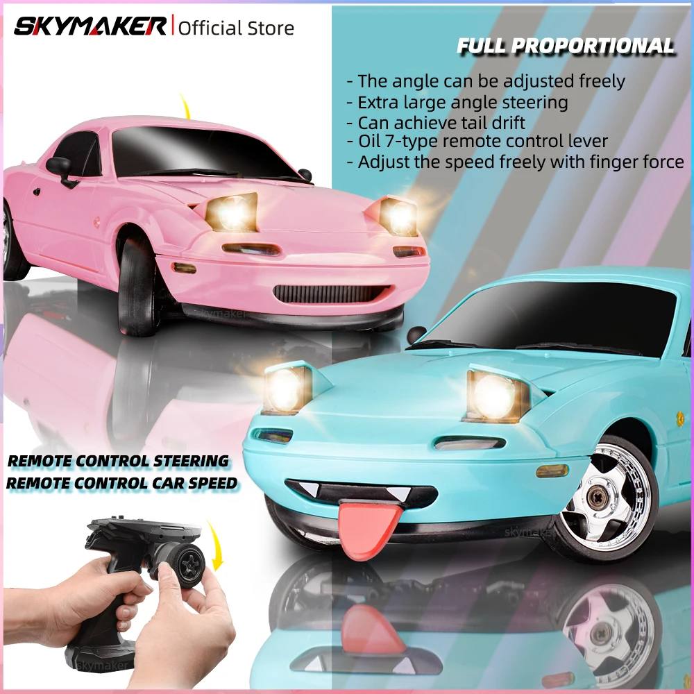 Skymaker LDRC RC Drift Car LD1804 1/1 MX5 2.4GHz RWD with ESP Gyroscope on-Road LED Lights Full Scale RC Cars Children Toy Gift
