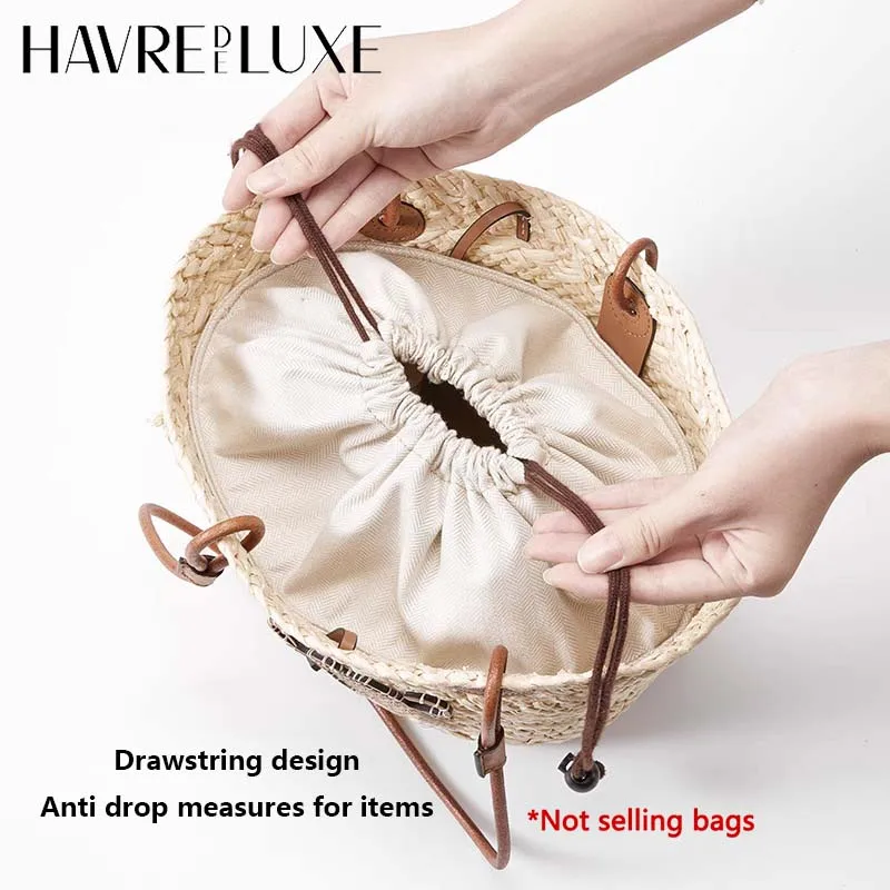 Drawstring bag organizer insert shoulder strap for Anagram Basket straw woven bag support inner liner bags accessories
