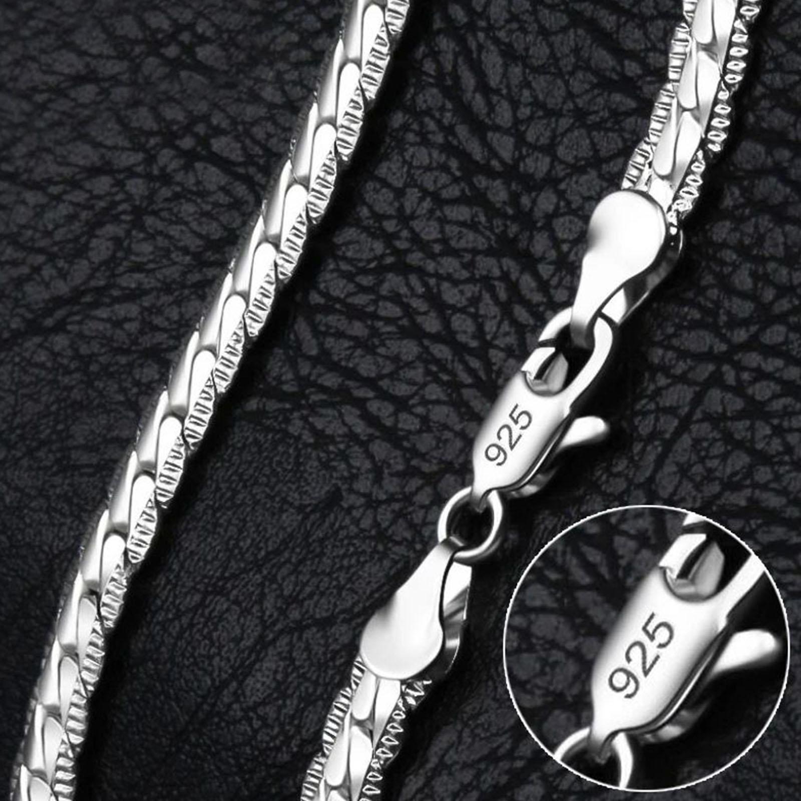 925 Sterling Zilver 8/16/18/20/22/24 Inch 6mm Side Chain ketting Armband Voor Vrouw Mannen Mode Charme Bruiloft Sieraden