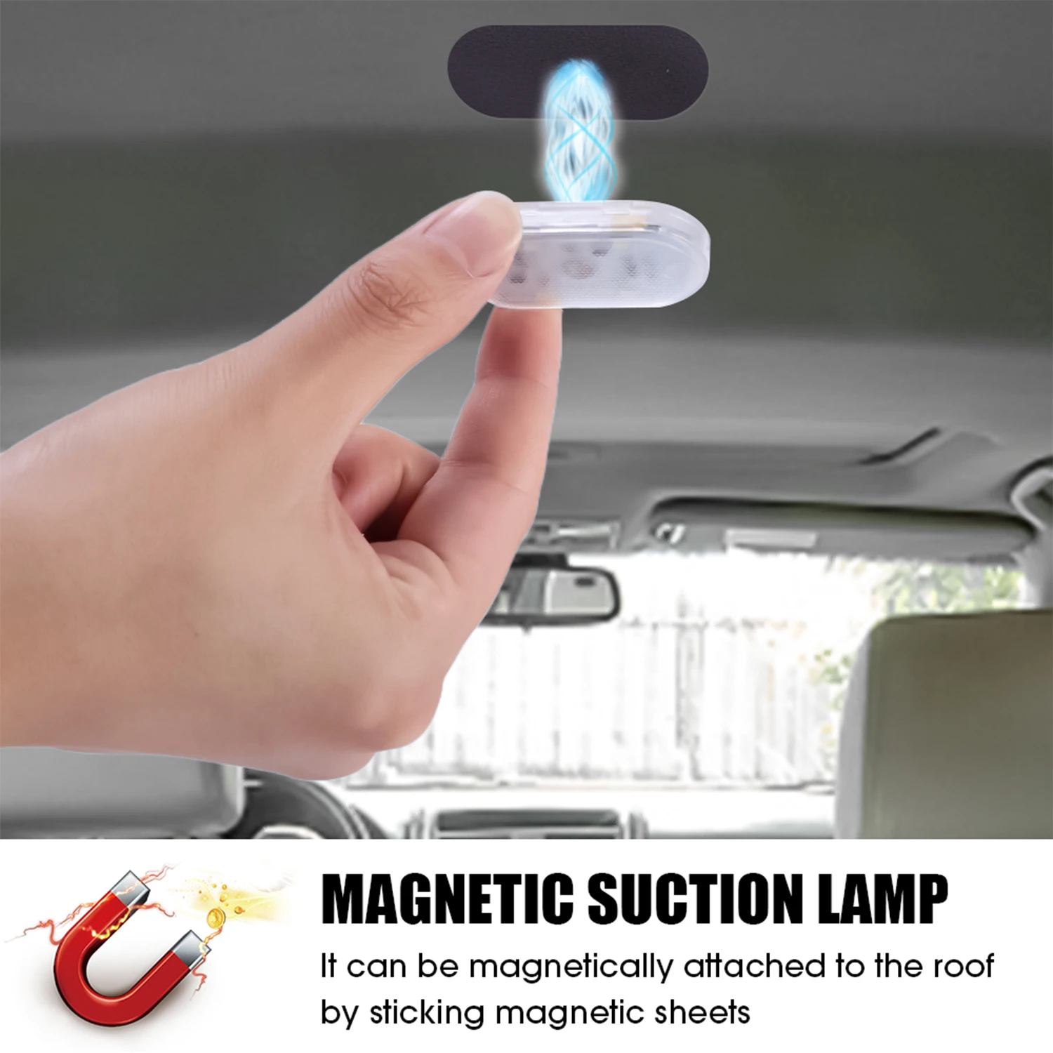 Luce interna per auto Touch Lampada da soffitto in velcro per tetto auto a mano Illuminazione per auto per interni Lampada da lettura notturna Lampada da lettura con ricarica USB