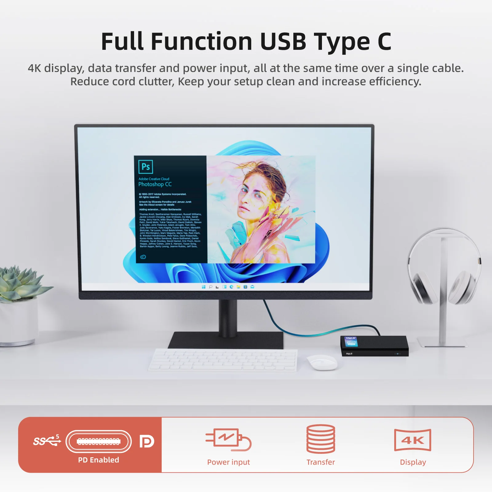 Bezwentylatorowy minikomputer MeLE Quieter3C, Celeron N5105, 8 GB, 128 GB, w pełni funkcjonalny USB-C, WiFi 5, cienki komputer stacjonarny do zastosowań przemysłowych, domowych i biurowych