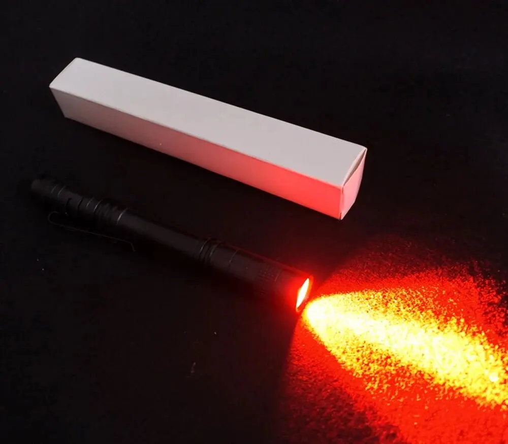 Red Light Penlight One Mode Red Light Flashlight for Camping Hiking Animal Protecting Beekeeping Detecting Aviation Night Vision