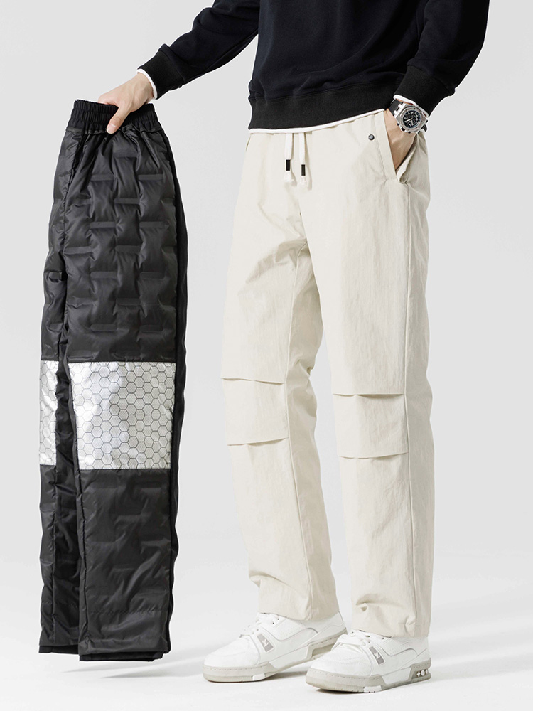 Winter Puffer Warme Hosen 90% Weiße Ente Unten Gepolsterte Gerade Hosen Männlich Winddicht Wasserdicht Schnee Kalte Thermische Casual Hosen