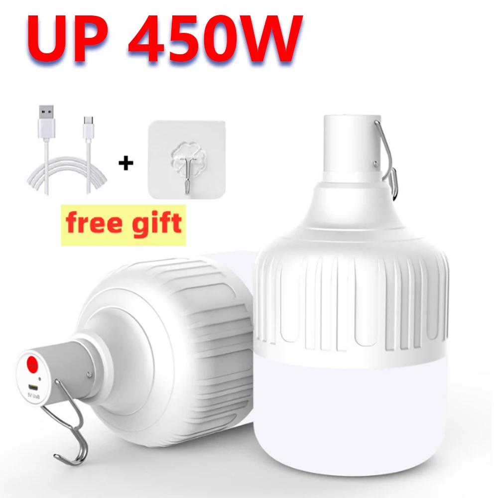 Luces portátiles para acampar al aire libre, lámpara recargable por USB, gancho de bombilla LED de emergencia, tiendas de campaña de alta potencia, linterna, luces nocturnas, 1-8 Uds.