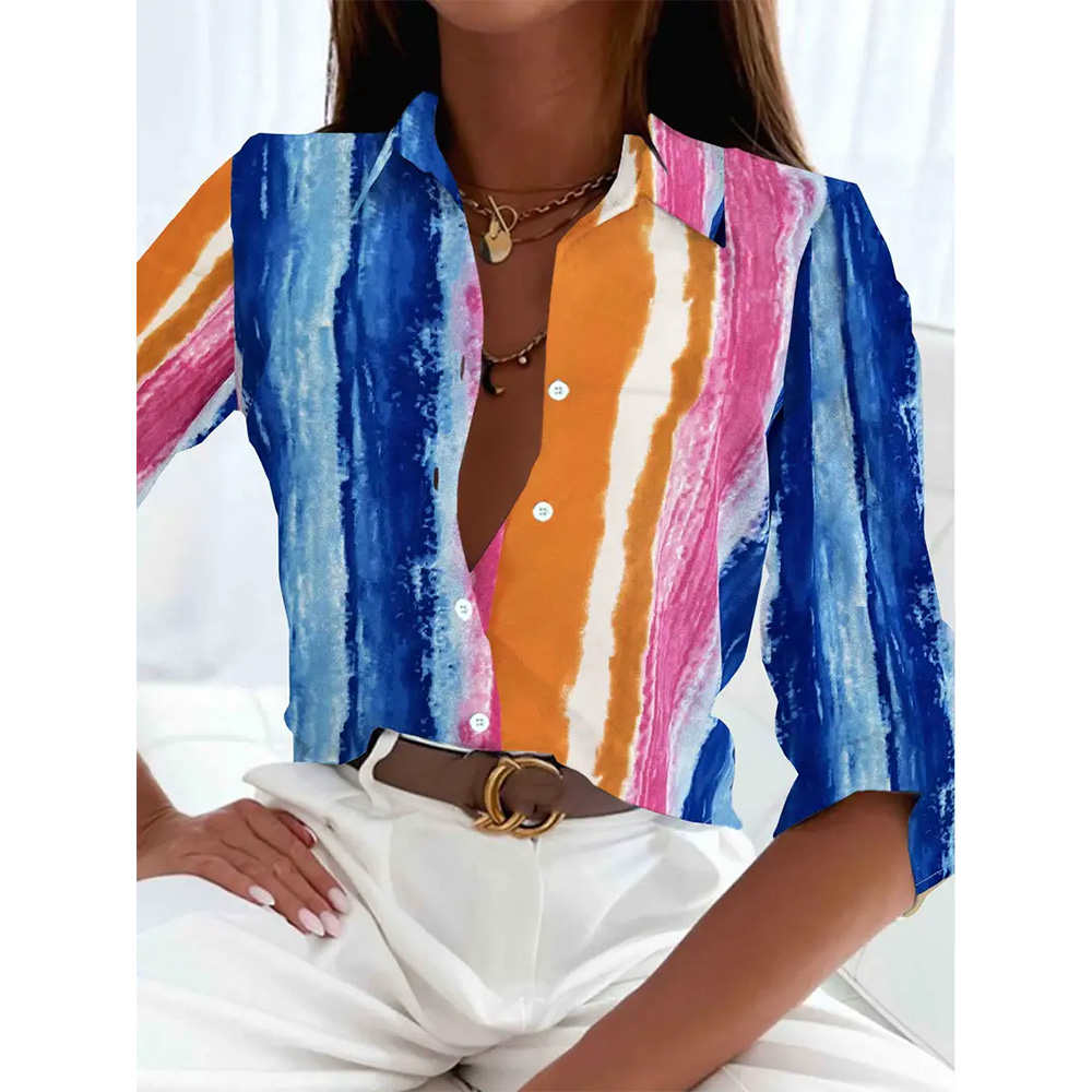 Nuevas camisas de manga larga a la moda para mujer, Tops versátiles con estampado de árbol de Navidad en 3d, Tops de un solo pecho, básico de verano y primavera de gran tamaño