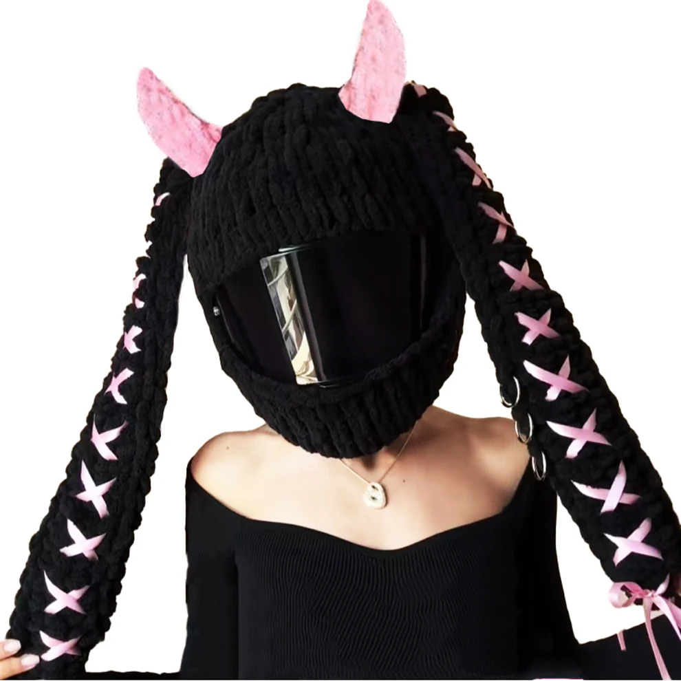 Nueva funda Universal para casco de motocicleta con animales de peluche, fundas para casco de felpa de conejo completo para regalos de Navidad, estilo de motocicleta