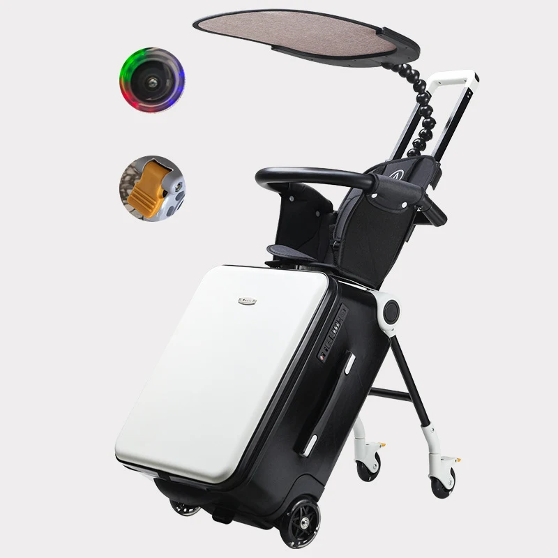 Reisen Sie im Stil mit großen Koffern mit Kindersitz-Design und Spinnerrädern, erweiterbares 20-Zoll-Rollgepäck