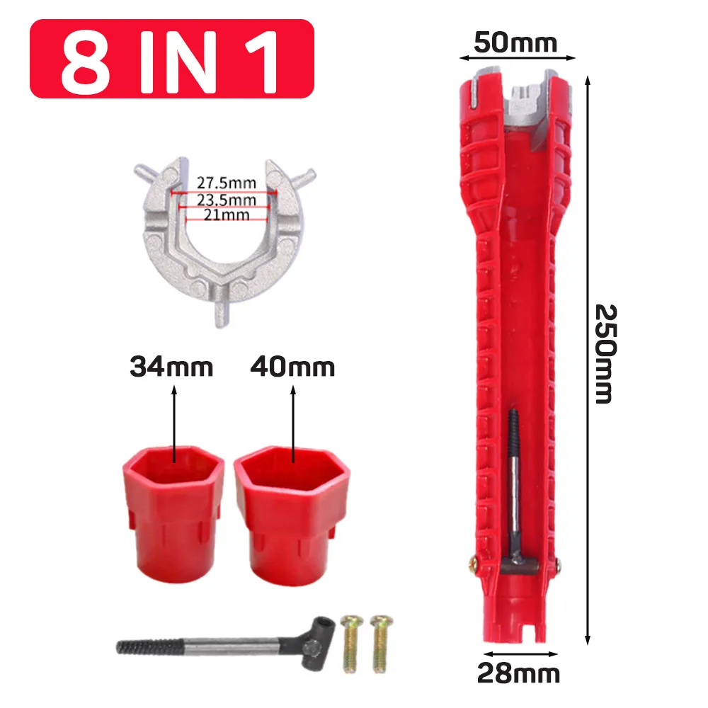 14 in 1 multifunzione rubinetto lavello chiave di installazione strumento idraulico chiave per tubo dell'acqua per cucina bagno riparazione tubi dell'acqua