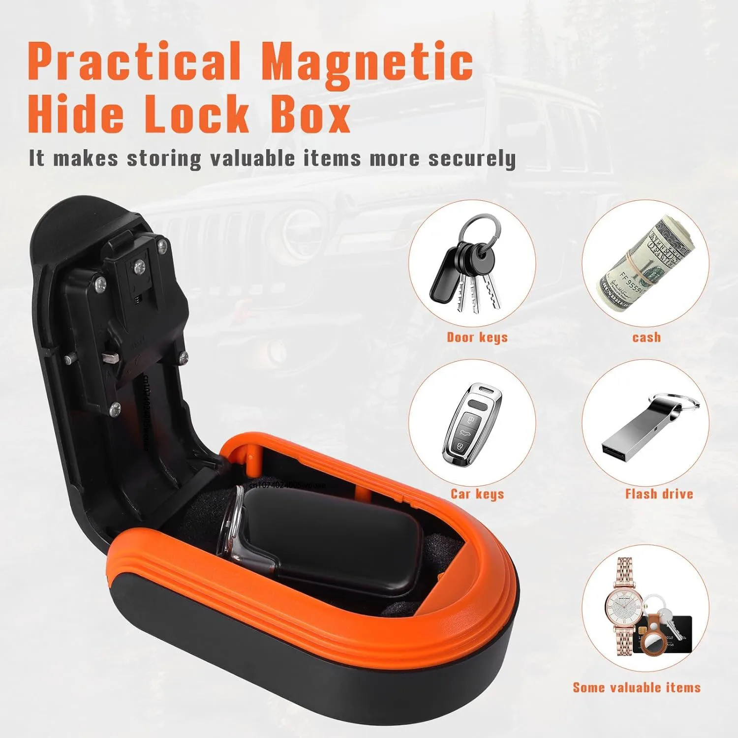 Magnetic Key Holder with Combination Lock Hidden Under Car Hide Key Password Box with Strong Magnet for Storage Key Indoor