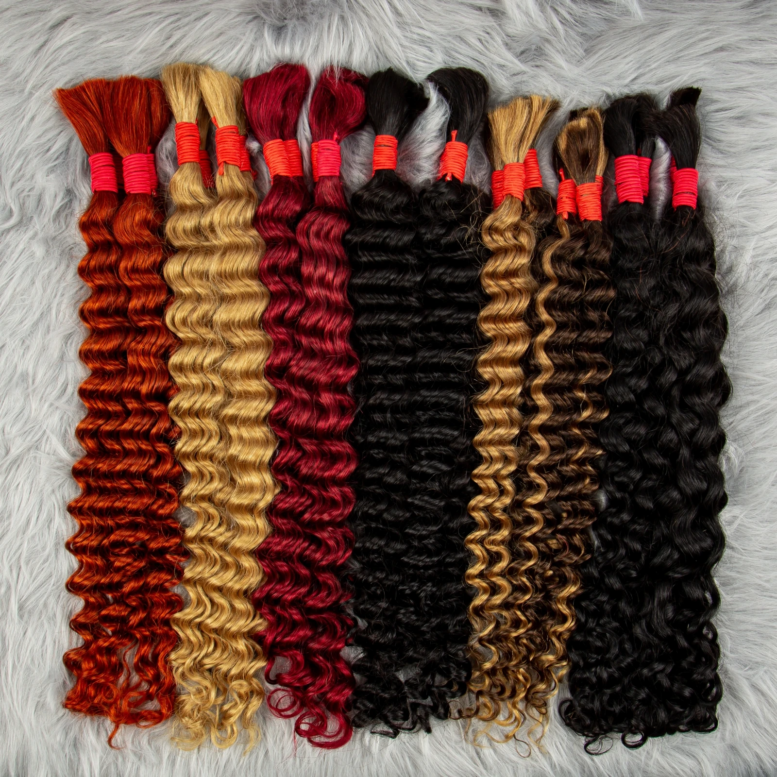 P4/27 #   Highlight Ombre Deep Wave Bulk Echthaar für Box Braids No Weft Virgin Water Wave Echthaarverlängerungen für Boho Braids