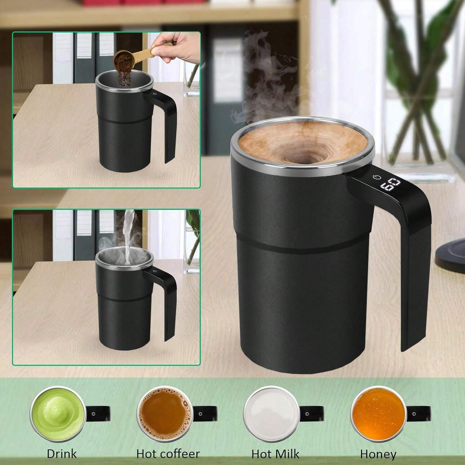 380Ml Mini Elektrische Koffie Zelfmenging Mok Ip67 Waterdicht Voedsel Veilig Koffie Mok Usb Oplaadbare Automatische Magnetische Cup Voor Thee