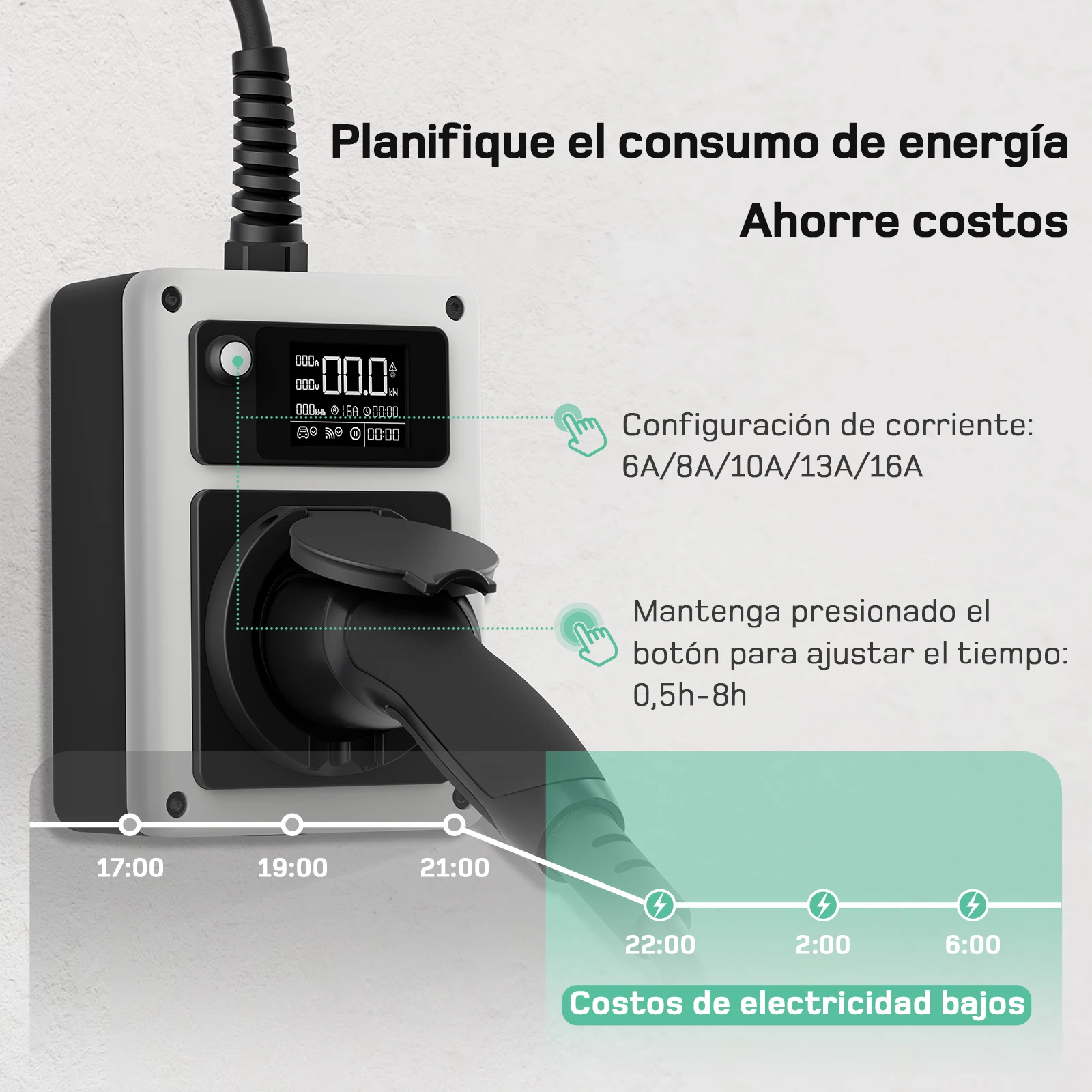 dé Wallbox con App  11kW 22kW  Cargador EV de enchufe CEE a Tipo 2 16A 32A Control RFID trifásico Cargador vehículo eléctrico