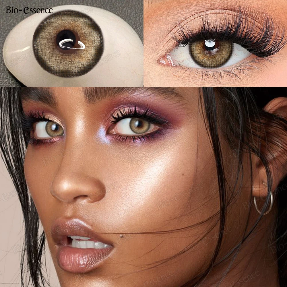 Bio-essence farbige Kontaktlinsen für die Augen, natürliche braune Augenlinsen, graue kontaktgrüne Linsen, blaue Linsen, modische Linsen, 1 Paar
