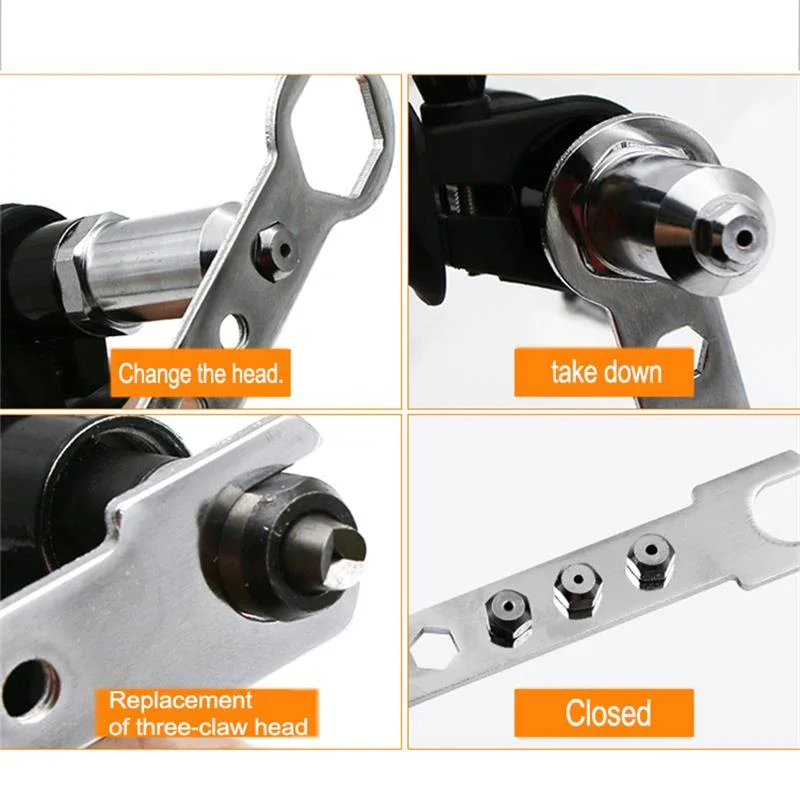 Electric Rivet Gun Drill Adapter 2.4mm-4.8mm Rivet Nut Gun Drill Adapter Cordless Riveting Tool Insert Nut Pull Rivet Tools