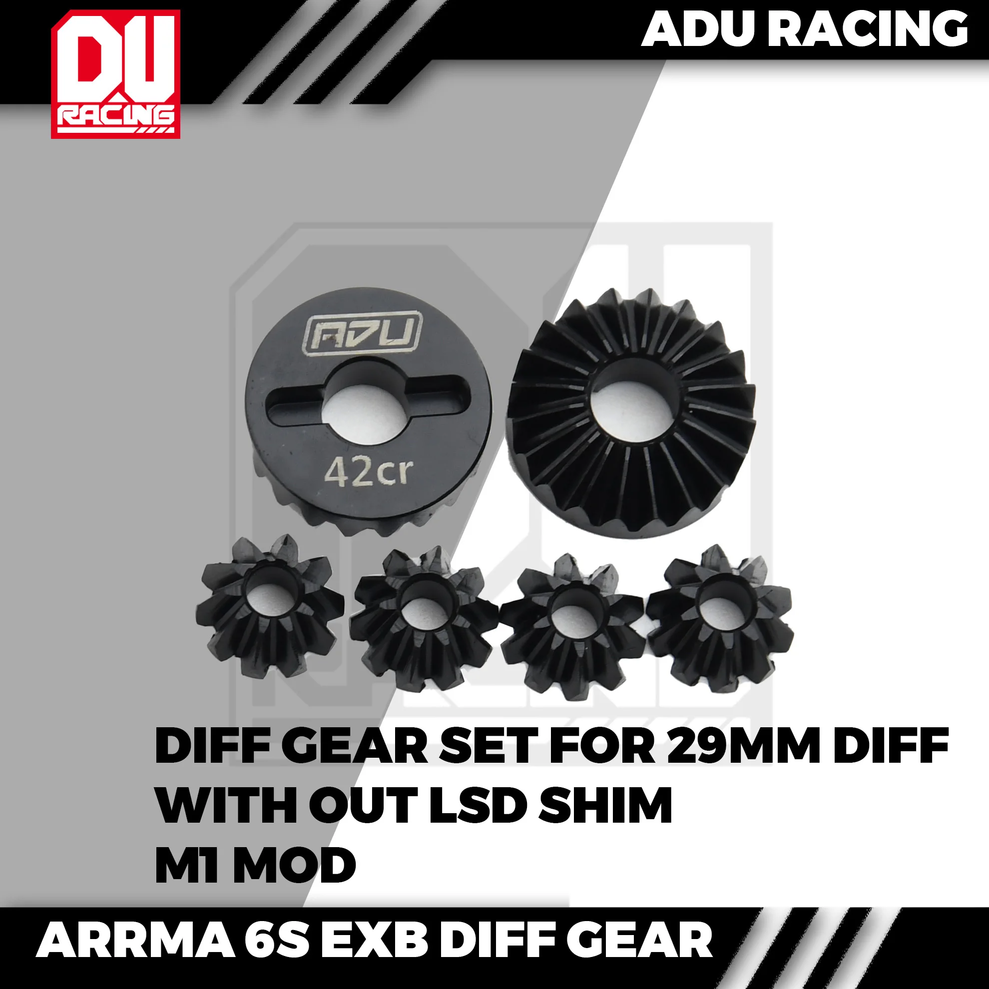 ADU RACING M1 Комплект дифференциальных шестерен из твердой стали для ARRMA 6S EXB AND V6 29 мм дифференциала без lsd или толстой прокладки ARA310985