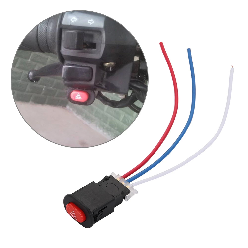 Interruptor de flash duplo para motocicleta, botão de luz de perigo, aviso de flash, scooter, veículo elétrico, lâmpada de sinal de emergência modificada