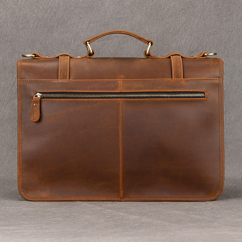 Vintage lederen zakenaktentas voor heren, topnerf koeienhuid, schouder- en crossbody, messengertas