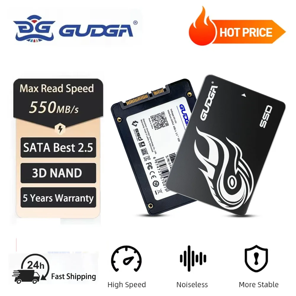 GUDGA 2,5" SATA3 SSD Festplatte 512GB 256GB 128GB HDD Interne Solid State Disk Festplatte für PC Laptop Desktop