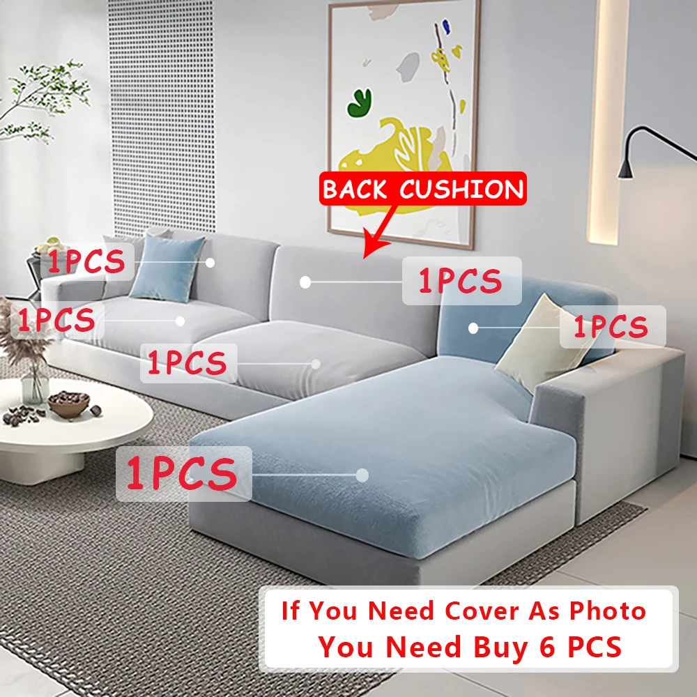 Nhung Siêu Mềm Sofa Ghế Đệm Màu Trơn Co Giãn Làm Dày Ghế Sofa Mặt Cắt Ghế Dài L Hình Góc Ghế Có