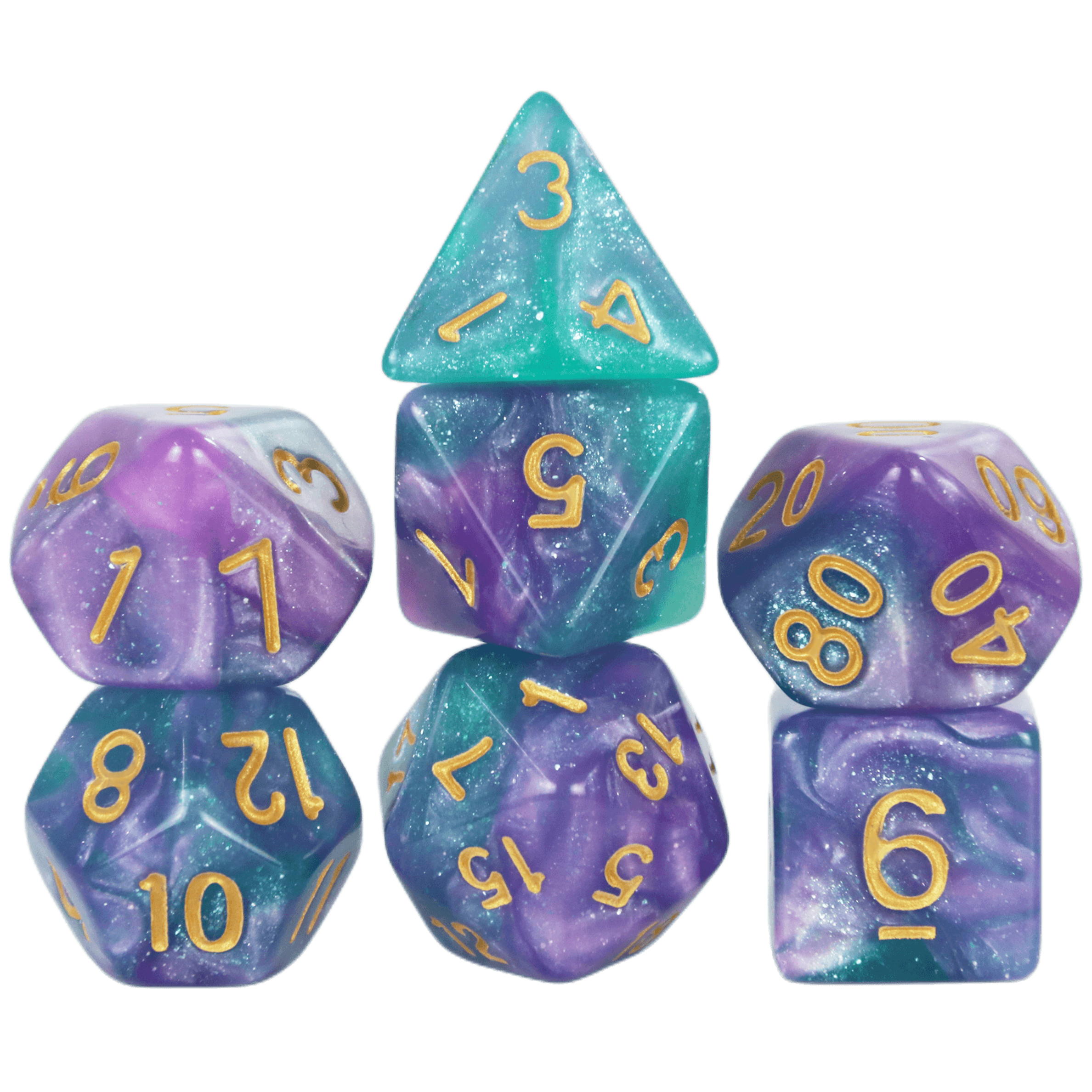 Würfelspiele Polyedrisches Würfelset Hochwertiges gemischtes Würfelset Mehrere wunderbare Stile mit Samtbeutel für DND-Spiel RPG-Brettspiel