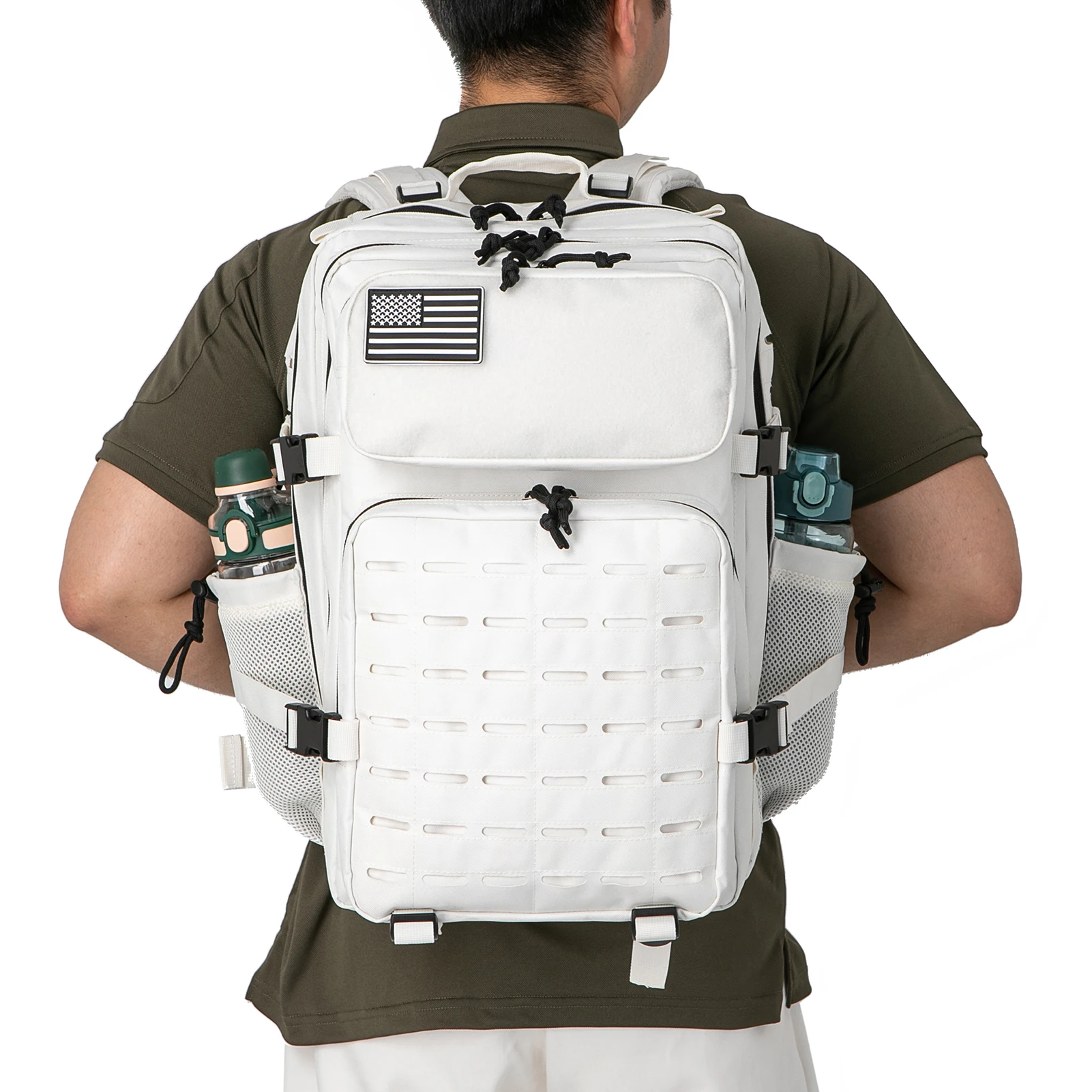 QT&QY 25L/45L Taktischer Militärrucksack für Damen und Herren, Army Assault Pack Bag, kleiner Schulrucksack mit Flaschenhalter
