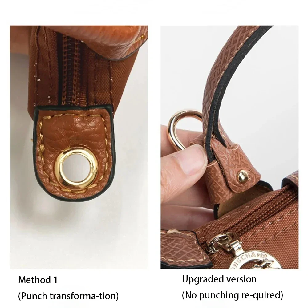 Longchamp 미니 가방 스트랩 용 가방 변환 액세서리 펀치없는 정품 가죽 숄더 스트랩 크로스 바디 변환
