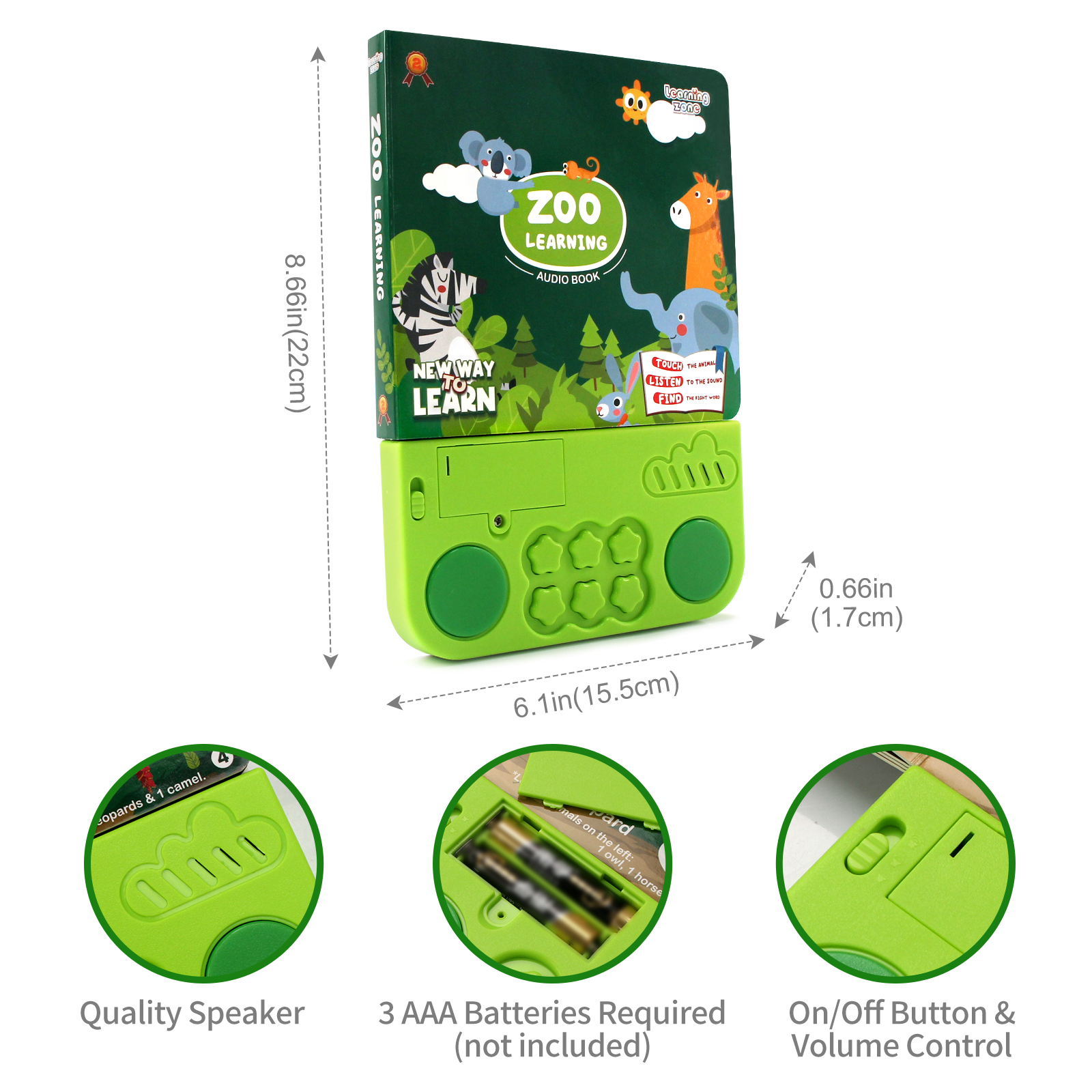 Livros de áudio eletrônicos para crianças, com melodia e luzes, sons de bateria, animais, livros cognitivos, brinquedos educativos interativos pré-escolares