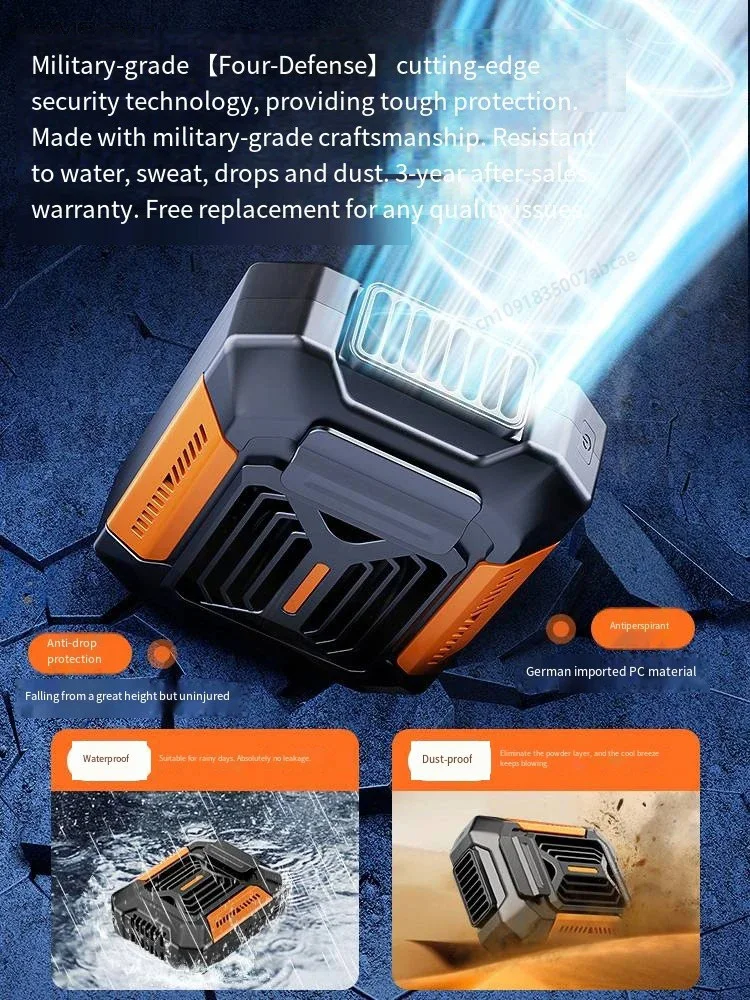 HOMFISH Persönlicher Gürtelclip-Ventilator, tragbare Powerbank-Taschenlampe, tragbarer Ventilator, hängender Halsventilator für Arbeiten im Freien, Wandern, Camping