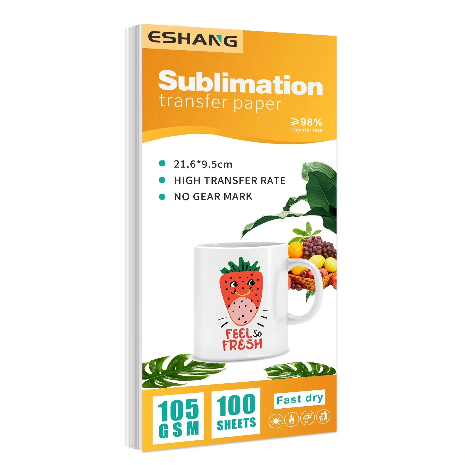 ESHANG 100 feuilles 3.7x8.5 pouces papier de transfert par Sublimation pour tasses transfert d'impression de haute qualité 105G