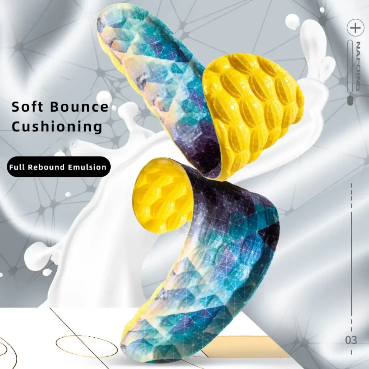 4D Cloud Technologyt High Elasticity Sports Deodorant Insoles for Shoes Yellow PU Sole Breathe for Feet Men Running Insole1Pair