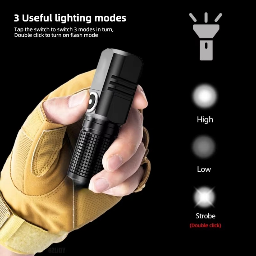 超高輝度 XHP50 ミニ LED 懐中電灯 USB 充電式ズームアルミ合金戦術懐中電灯屋外キャンプ釣り