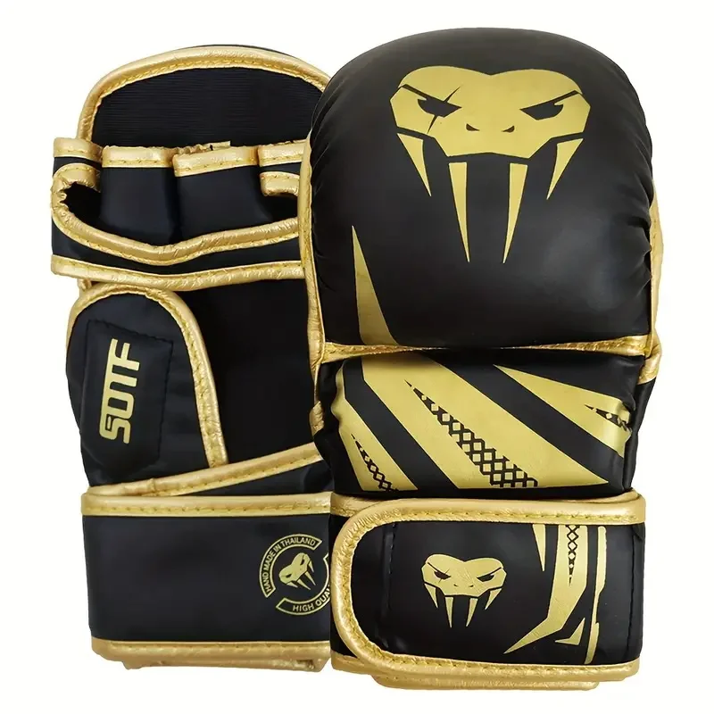 Guantes de boxeo profesionales MMA de medio dedo, guantes de entrenamiento de artes marciales mixtas de lucha libre Sanda engrosados