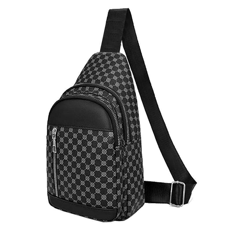 Bolsa de peito funcional estilo neutro para mulheres e homens com design de bolinhas de retalhos, adequada para bolsas de ombro único de negócios