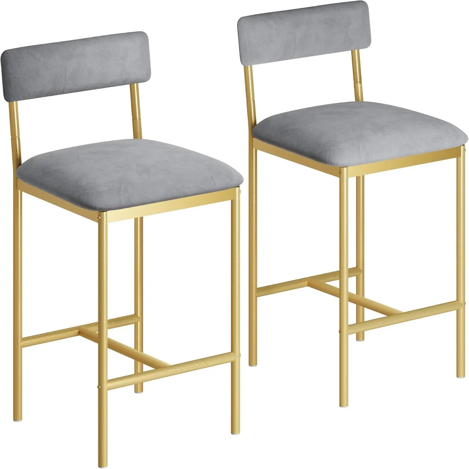 Kitchen Bar Stools With Footrest Gold - 2Pcs