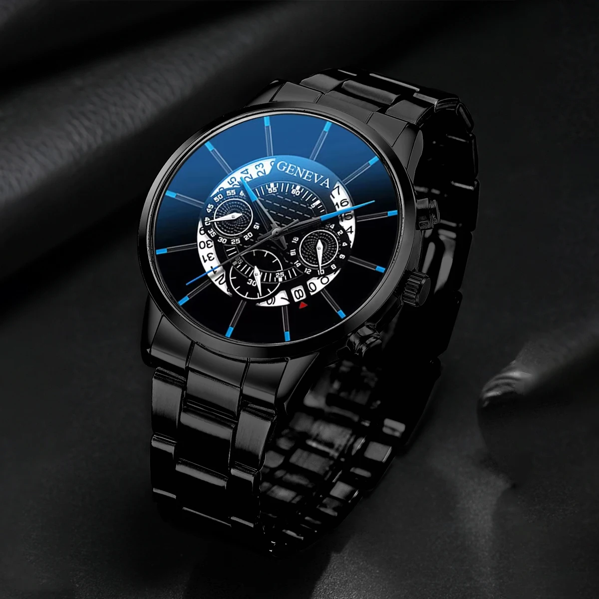 3 pçs/set masculino relógios de negócios moda banda aço relógio quartzo colar pulseira relógio de pulso conjunto relogio masculino (sem caixa)