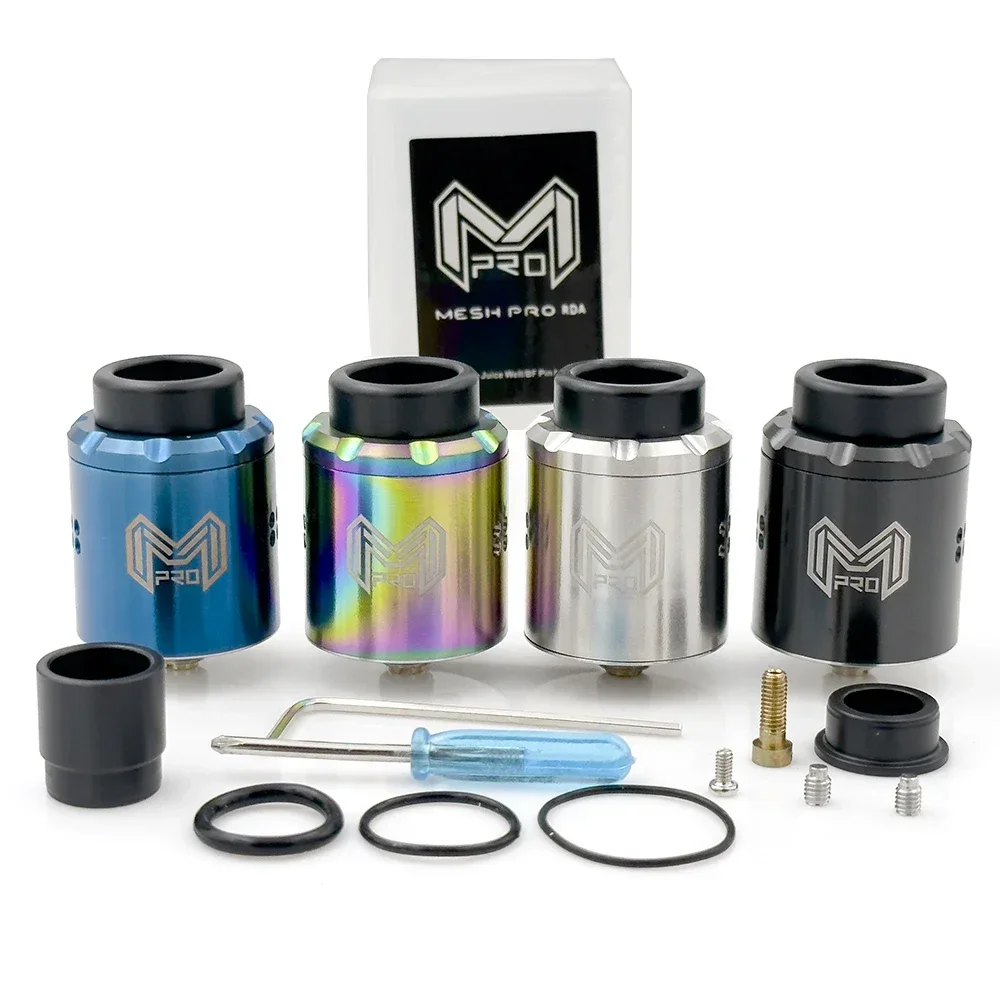 Mesh Pro RDA Zerstäuber 25mm mit 3 Stück 316l Mesh Spule mit Gold Squonk Pin bf DIY Werkzeug tank