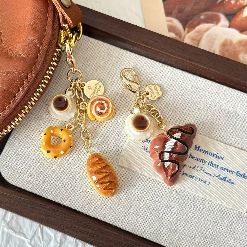 Kreative einzigartige Donut Brot Kaffee Telefon Charm Strap Anhänger Lanyard simulierte Lebensmittel Spielzeug Schlüsselbund Tasche Zubehör Geschenk