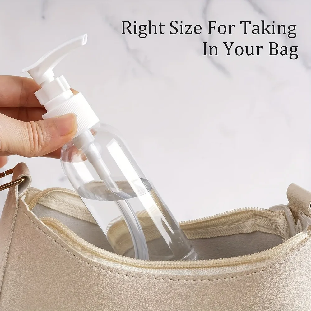 5PCS 100ML Clear Pump Dispenser Bottles Travel Toiletry Lotion Bottles Leak Proof for Lotion Body Wash Shampoo Conditioner