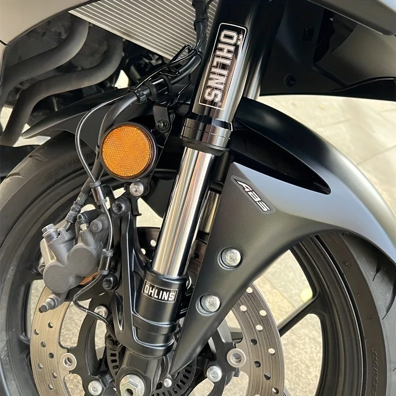 Decalques de motocicleta com amortecedor de suspensão Ohlins - adesivos transparentes com etiquetas de advertência para desempenho aprimorado