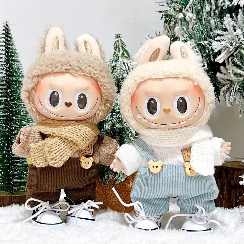 สําหรับ Labubu v1/v2 นั่งเสื้อผ้าเด็กคริสต์มาสแต่งตัวหมีหลวมน่ารัก macaron labubu อุปกรณ์เสริมน่ารักตกแต่งเสื้อผ้า