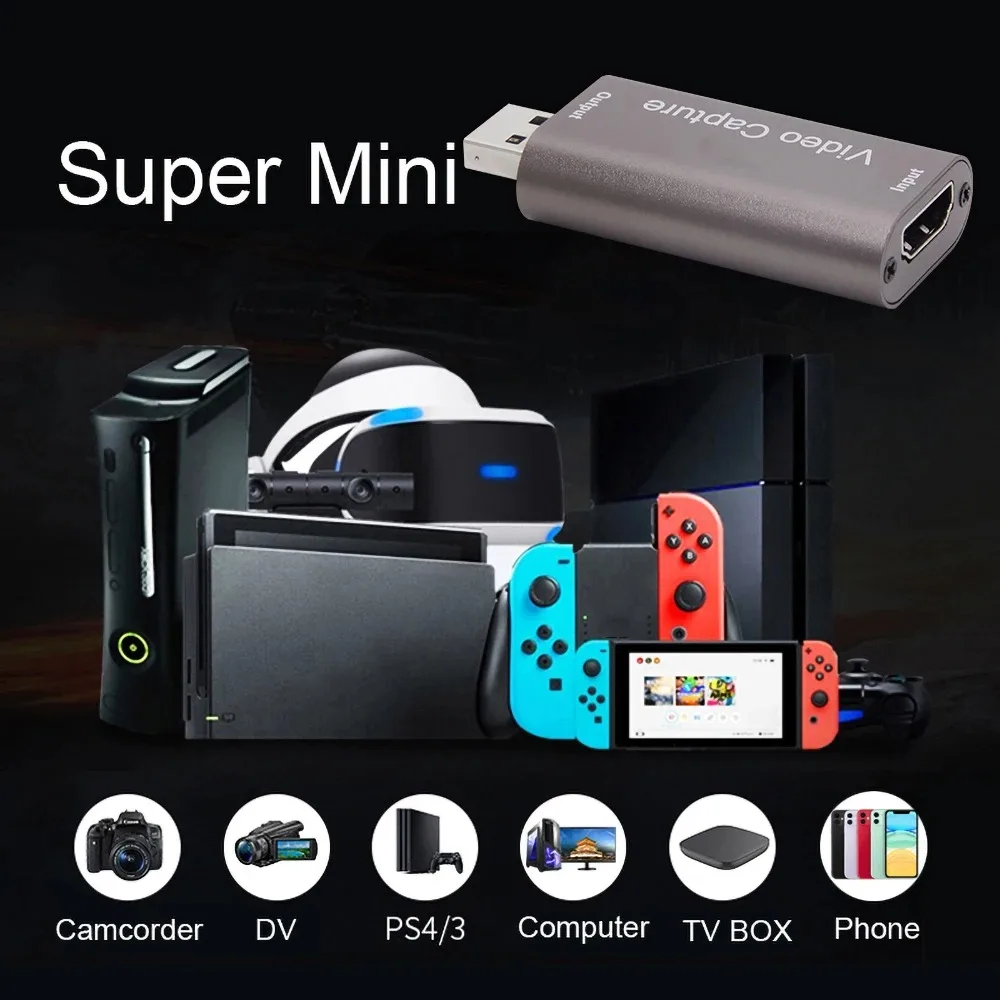 HD 4K Video Capture Card USB3.0 2.0 HDTV Video Grabber Record Box for PS4 Game DVD Camcorder Camera Recording Live Streaming