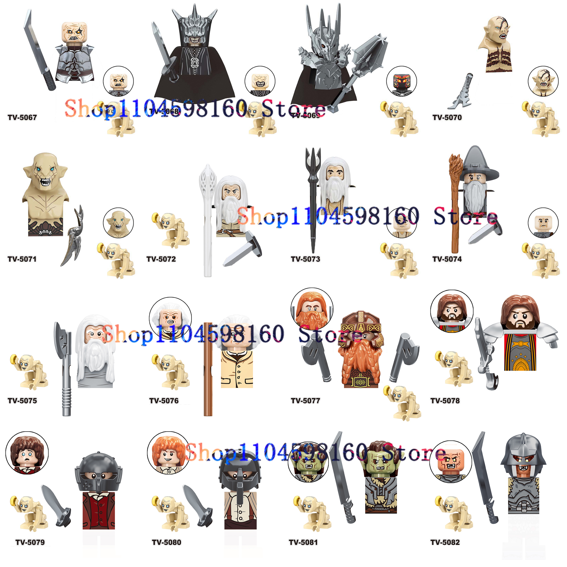 TV6409 TV6410 Anime Filme Herr Spielzeug Gloin Baggins Gimli Isildur Frodo Orcs Bausteine Ringe für Kinder Spielzeug Geburtstag Geschenke