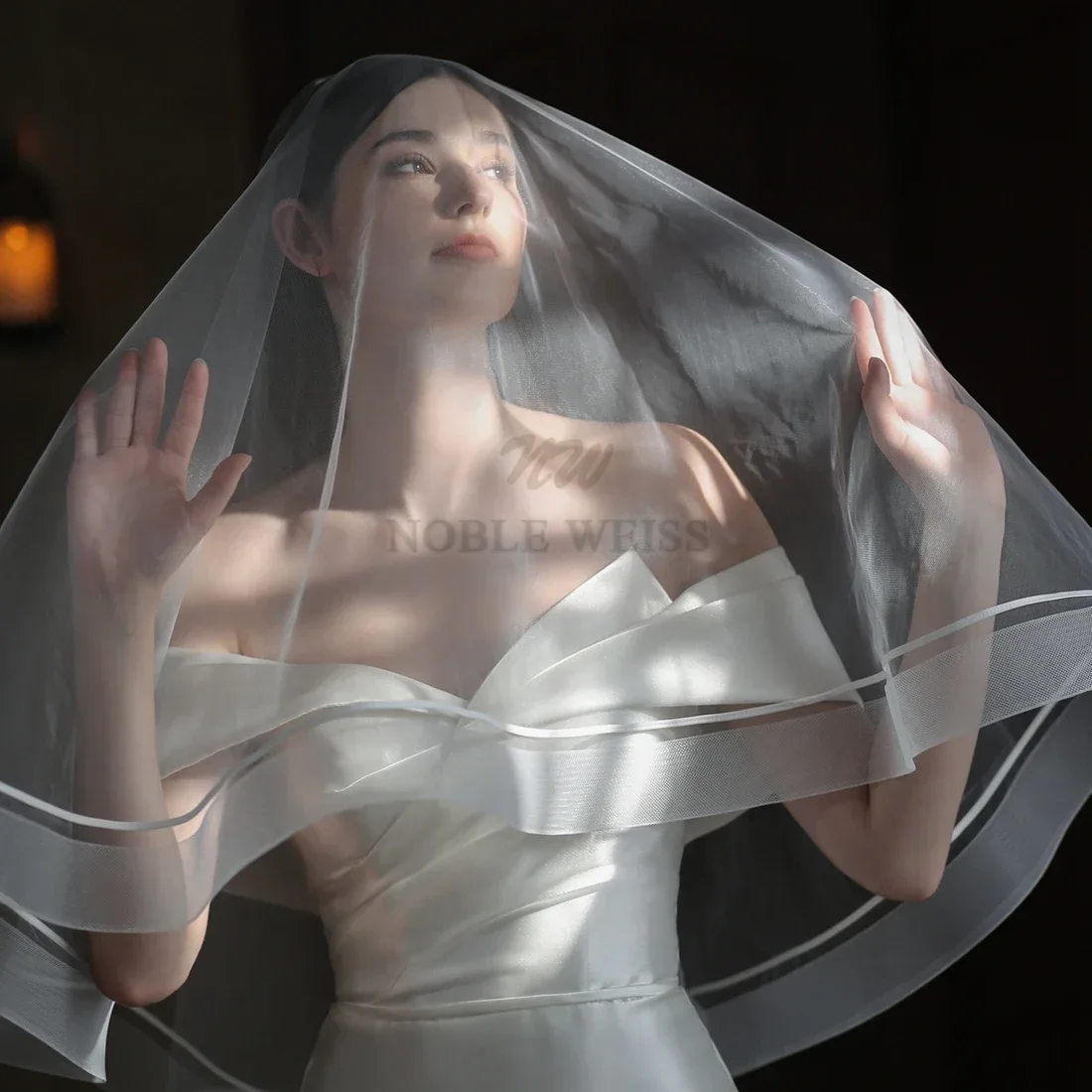 Элегантная двухслойная фата для свадьбы и эластичная сетчатая по индивидуальному заказу.