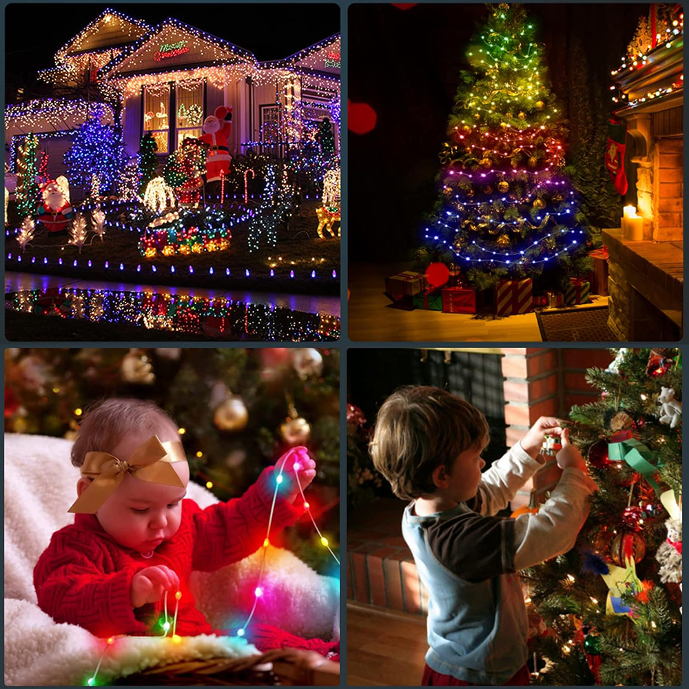 Guirnaldas de luces inteligentes USB RGBIC WS2812B, cable de PVC impermeable, cadena de luces con Bluetooth, decoración para fiesta de Navidad, boda y hogar