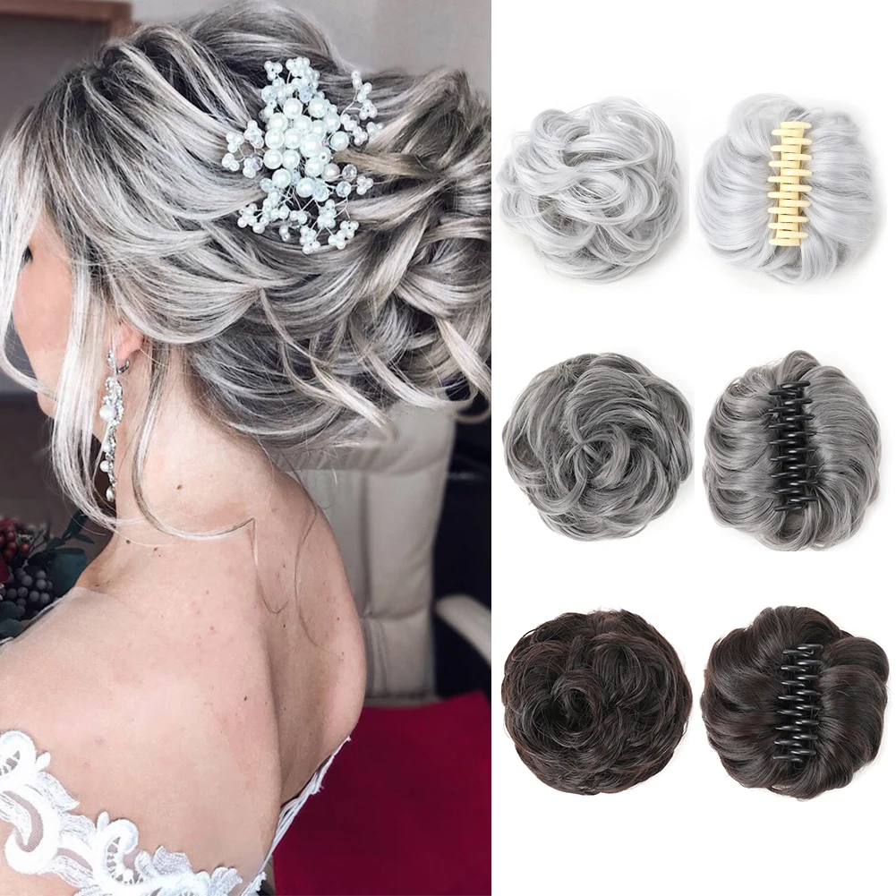 Extensões de coque de cabelo bagunçado, clipe de garra, coque bagunçado, rabo de cavalo, ondulado, encaracolado, sintético, desgrenhado, updo, postiços para mulheres e meninas