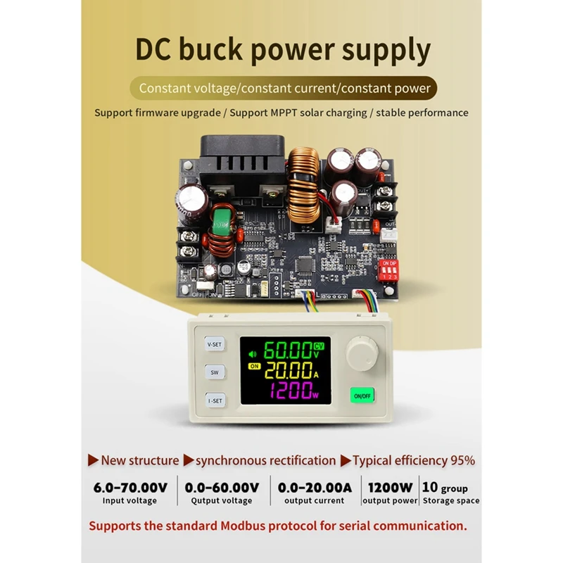 AA05-XY6020LV CNC Catu Daya DC Dapat Disesuaikan Tegangan Konstan Pemeliharaan Arus Konstan Modul Step-Down 20A/1200W