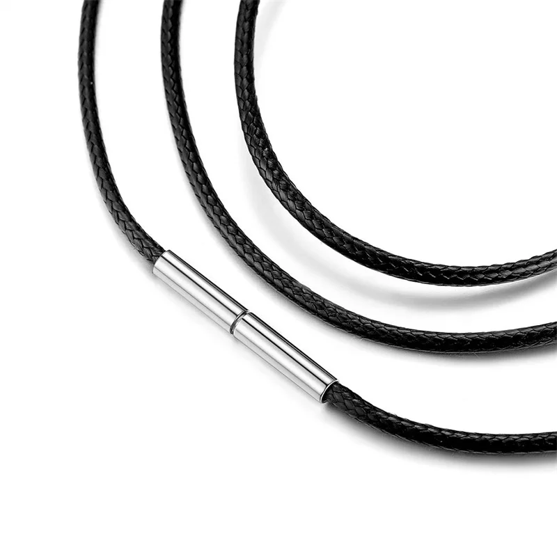 Schwarz Echtes Leder Seil Halskette Mit Verschluss Schnur Kette Linie String Für DIY Anhänger Schmuck Machen Zubehör Liefert Männer